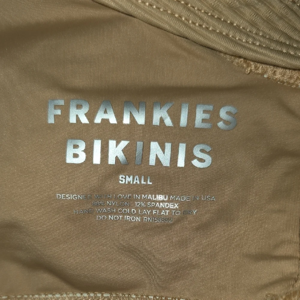 NWT Frankie's Bikinis Ribbed Connor Top & Jenna Bottom in Tan Bikini SET